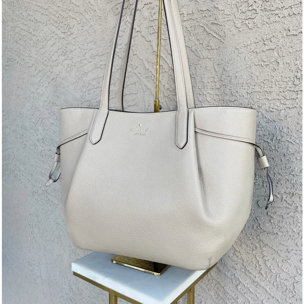 KATE SPADE Beige Cream Neutral Leather Large Dumpling Tote Bag